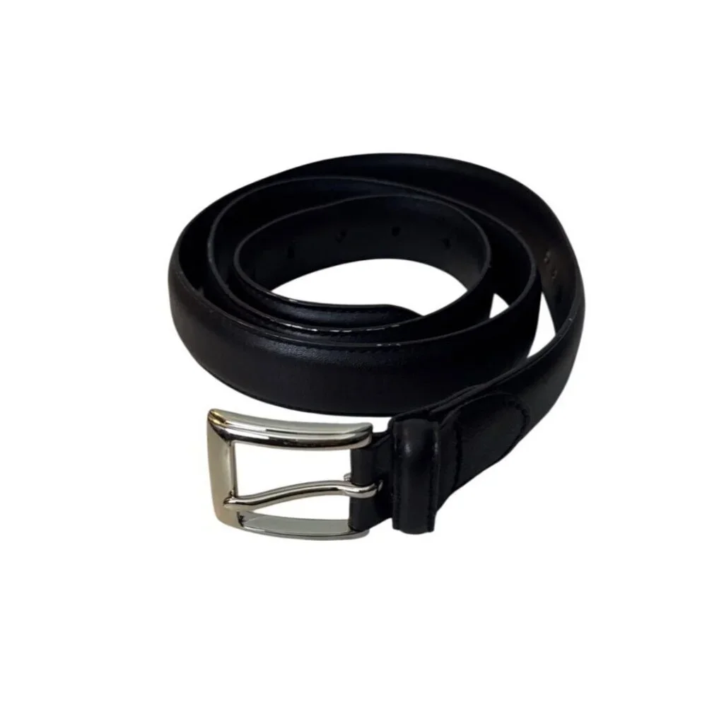 Polo Ralph Lauren Mens Black Leather Belt 42/105 With Silver Buckle